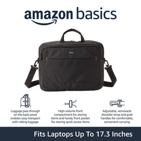 Amazon Basics bag features adjustable strap for comfortable carrying.