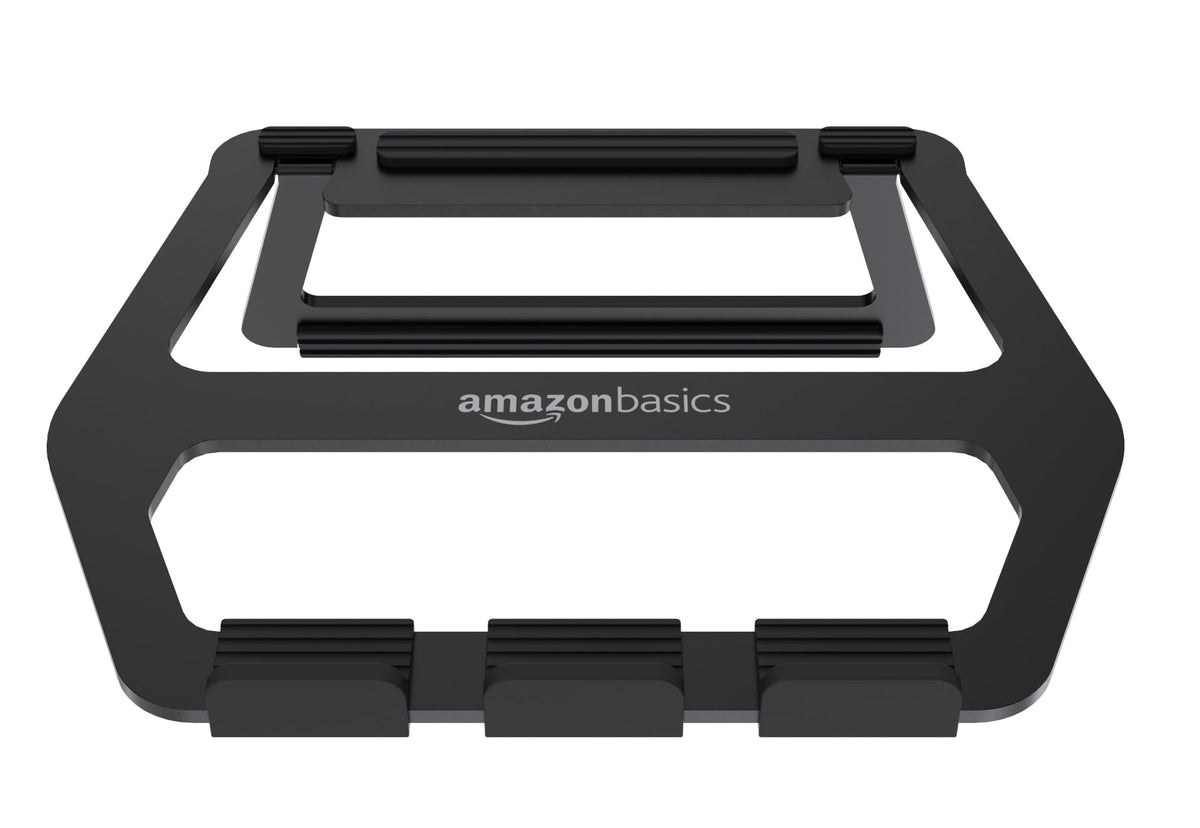 Amazon Basics laptop stand anti-slip pads prevent slipping and protect desks