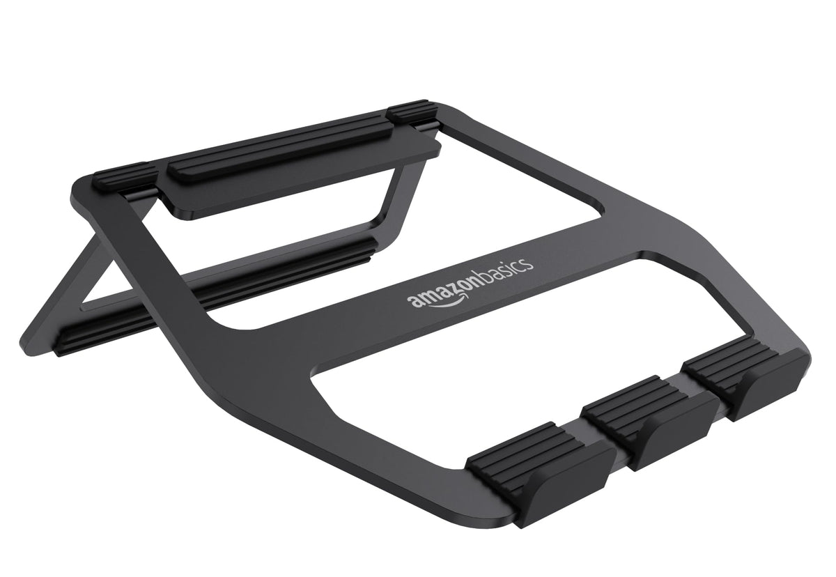 Amazon Basics laptop stand foldable compact design for easy transport and storage