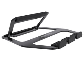 Amazon Basics laptop stand with ventilated cooling keeps devices cooler during use