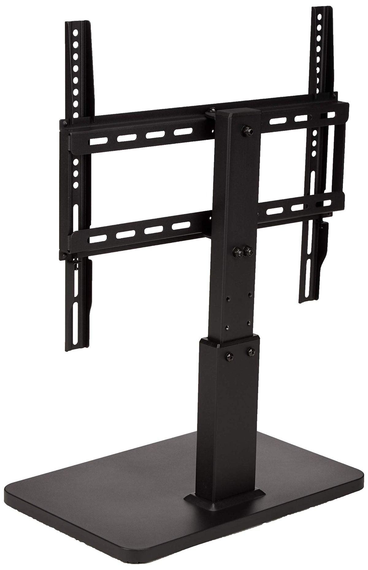 Amazon Basics pedestal stand in living room demonstrating neat installation and improved sightline