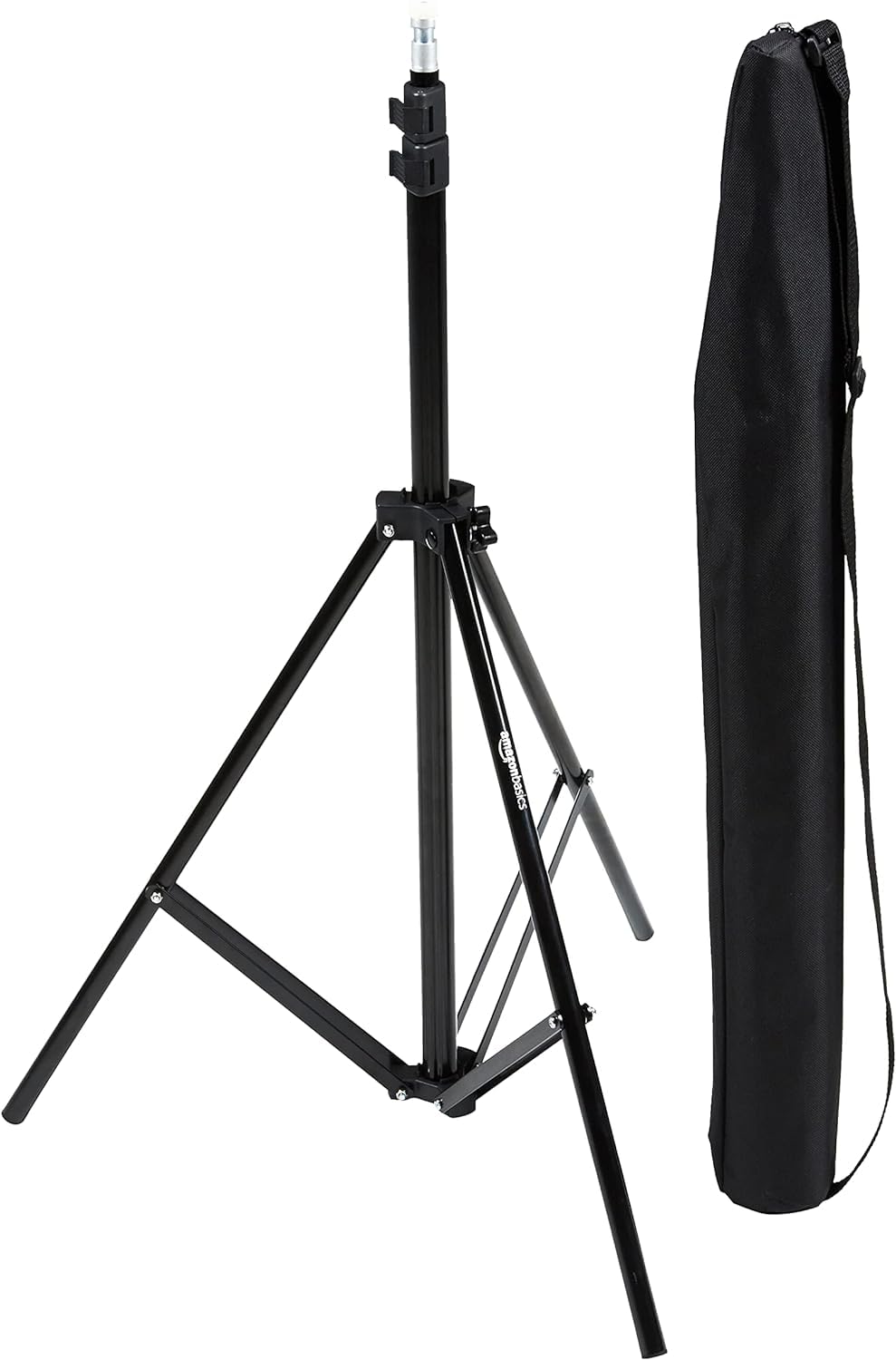 Amazon Basics light stand extended to 6.7 feet for tall studio setups