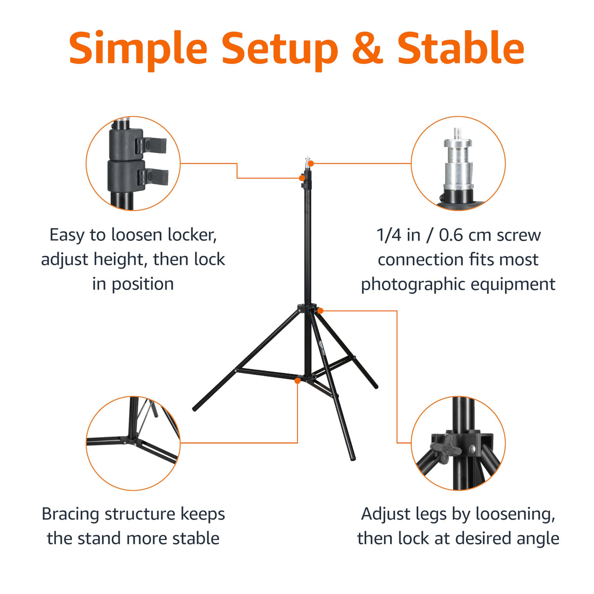Amazon Basics light stand with carrying case for easy transport between shoots
