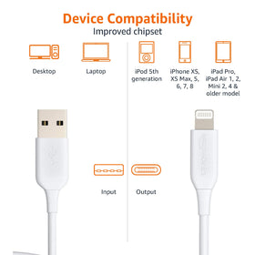 Amazon Basics Lightning cable coiled neatly for tangle-free storage