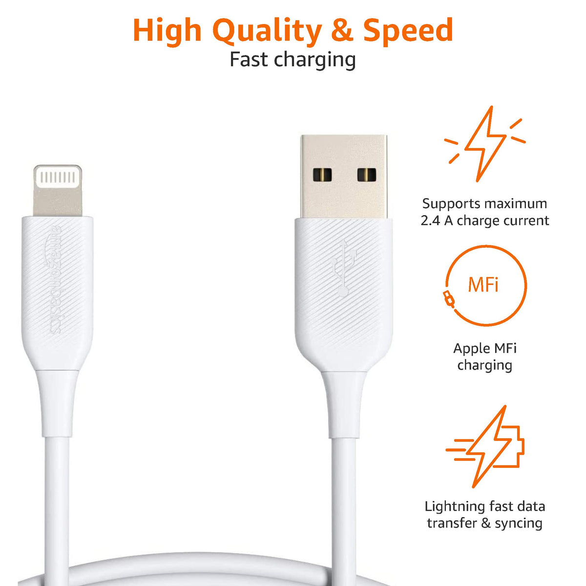 Amazon Basics two-pack Lightning cables ready for travel and daily use