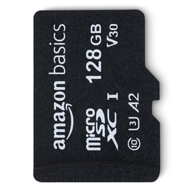 Amazon Basics microSDXC card beside full-size SD adapter for device flexibility