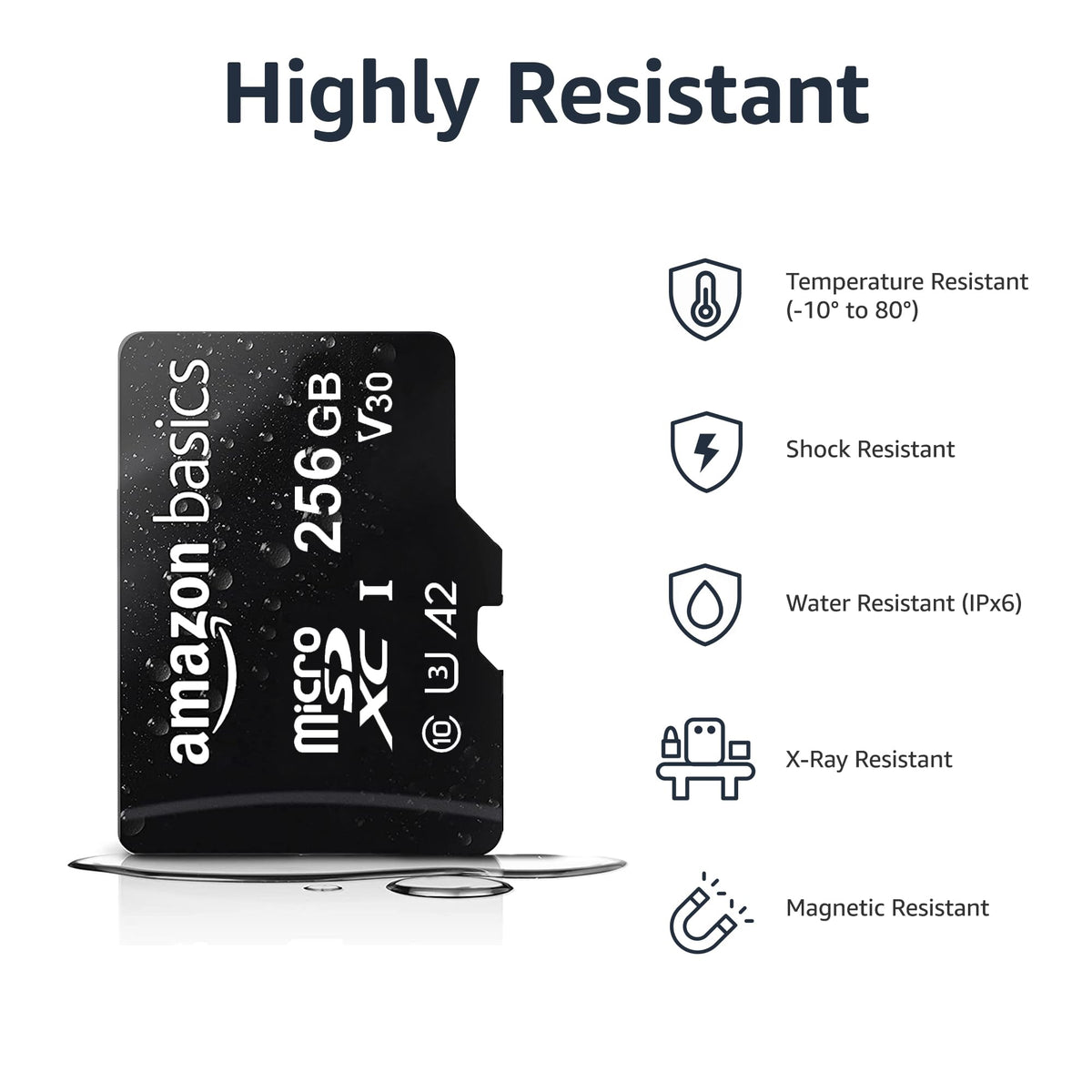 Amazon Basics microSDXC pin and texture detail illustrating durable build
