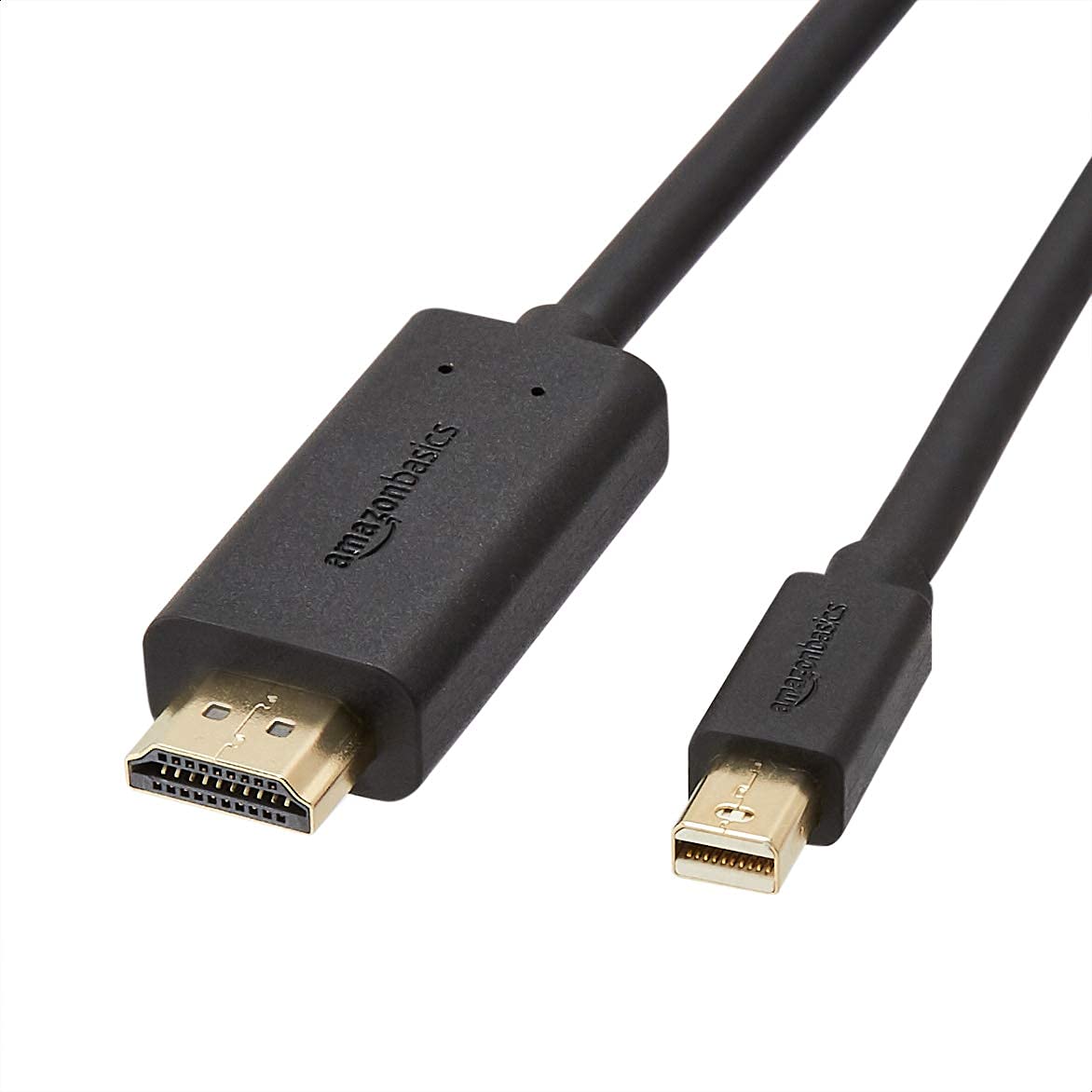 Amazon Basics mini DisplayPort to HDMI cable 6 ft with gold-plated connectors for reliable 1080p video.