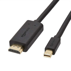 Amazon Basics mini DisplayPort to HDMI cable 6 ft with gold-plated connectors for reliable 1080p video.