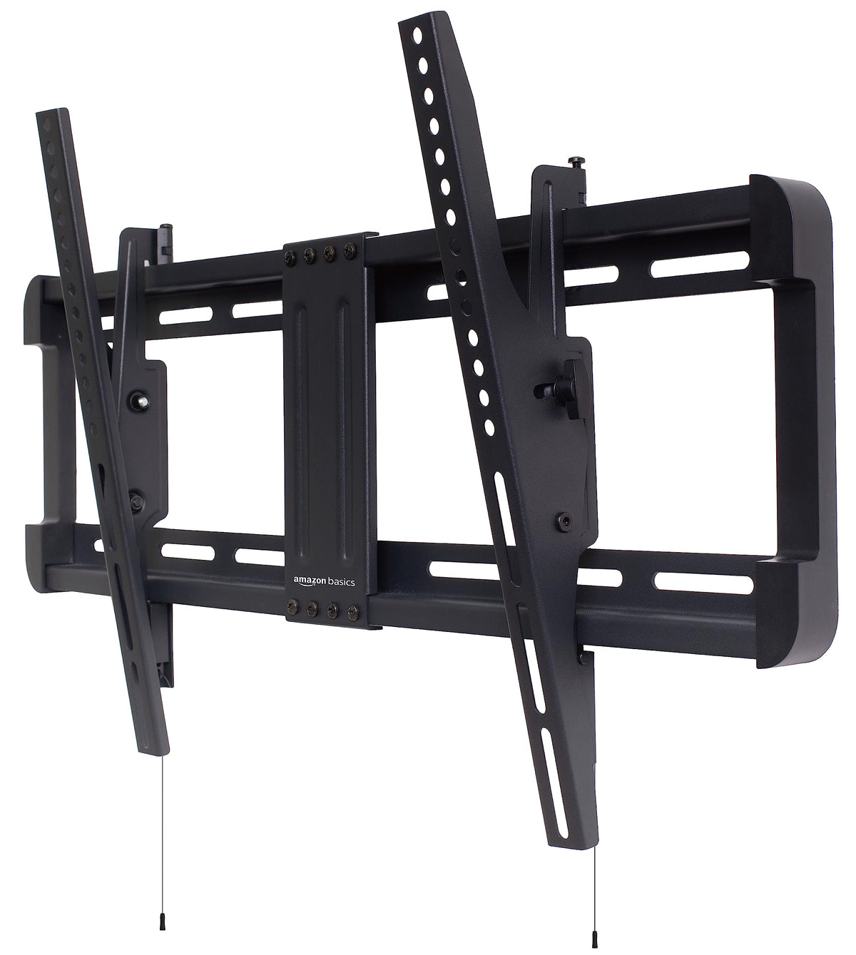 Amazon Basics mount front view with TV showing sleek low-profile benefit