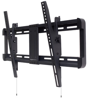 Amazon Basics mount front view with TV showing sleek low-profile benefit