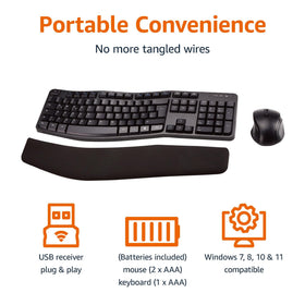 Amazon Basics right-handed mouse angled view highlighting ergonomic shape and comfort grip