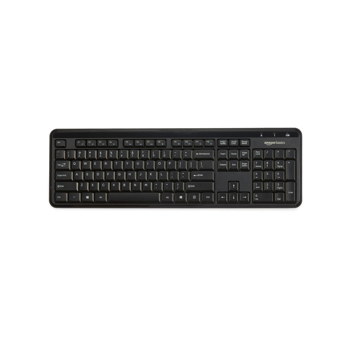 Amazon Basics contoured mouse top view highlighting textured grips for comfortable control