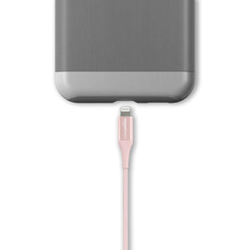 Amazon Basics nylon braided cable closeup, sturdy connectors reduce wear.