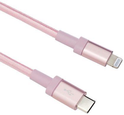 Amazon Basics nylon braided USB-C to Lightning cable, rose gold, 6ft for durable charging