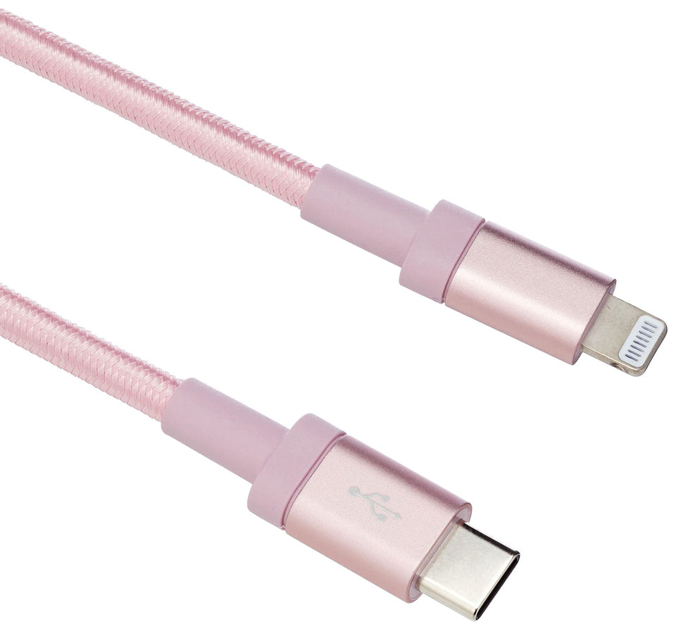 Amazon Basics nylon braided USB-C to Lightning cable, rose gold, 6ft for durable charging