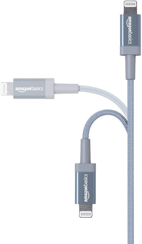 Amazon Basics nylon USB-A to Lightning cable with reinforced ends for increased durability
