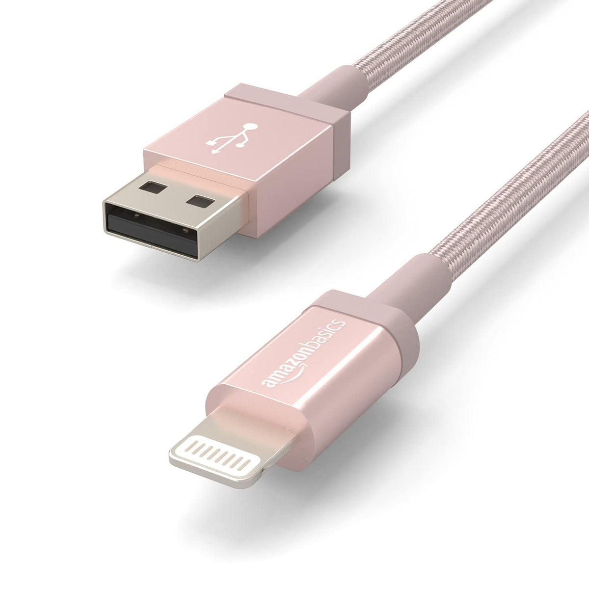 Amazon Basics rose gold cable connectors with reinforced ends for longevity