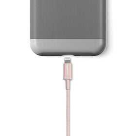 Amazon Basics rose gold nylon cable with reinforced tip protection
