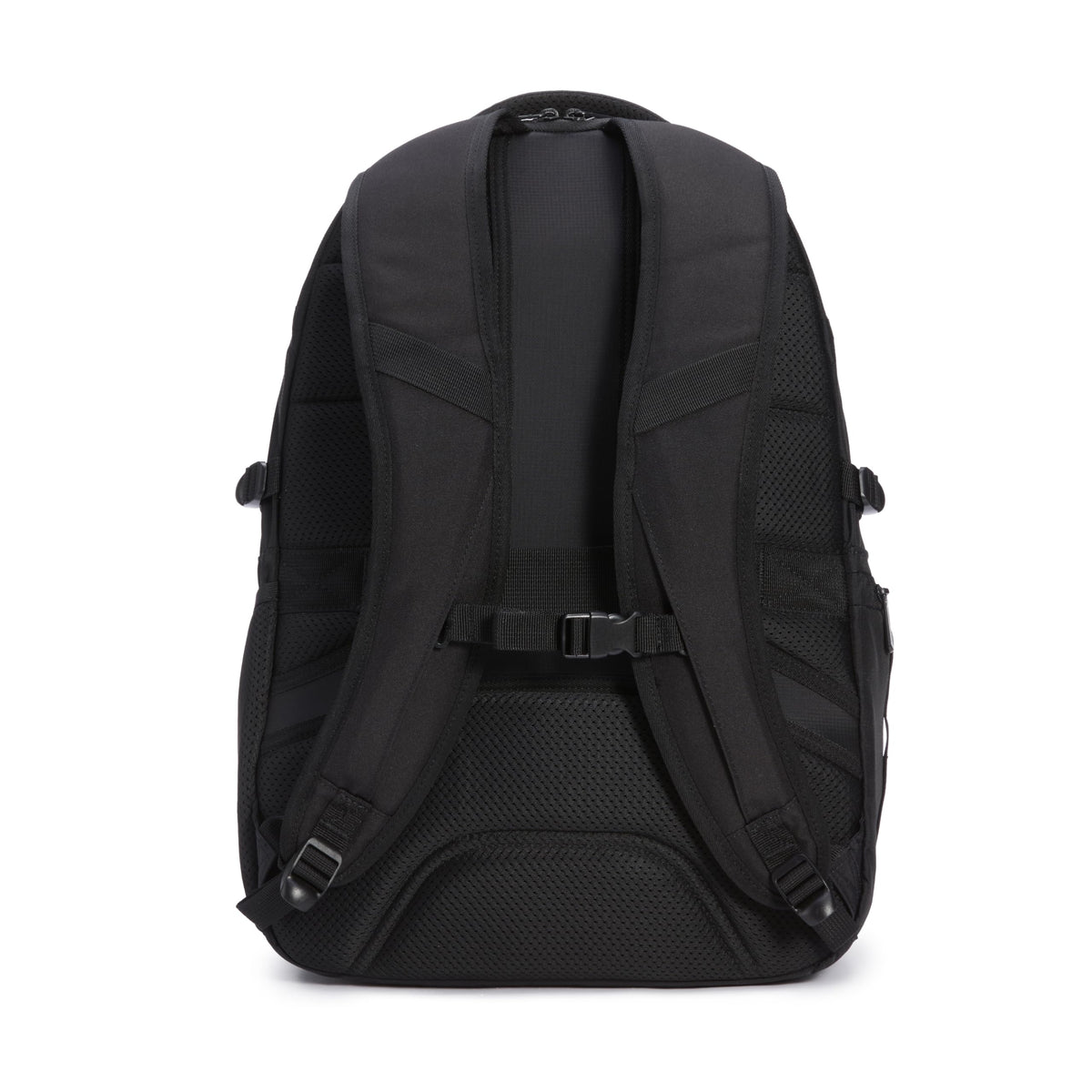 Amazon Basics secured on suitcase handle with luggage strap for hands-free travel