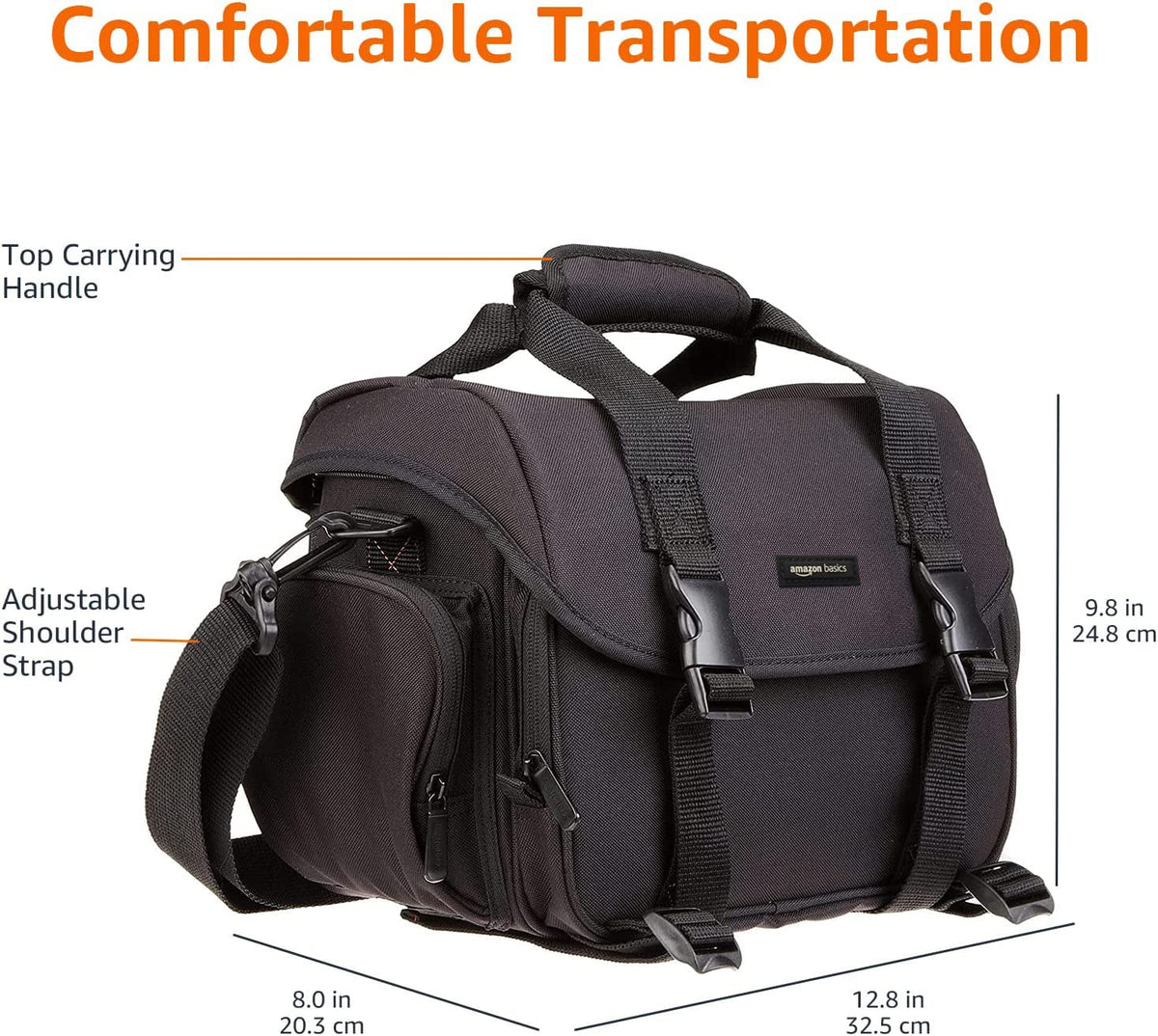 Amazon Basics open bag with orange interior for quick gear visibility and fast access