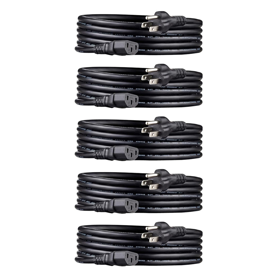 Amazon Basics PC power cord 10-foot for flexible setup and reliable connections.
