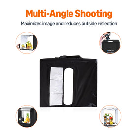 Amazon Basics photo studio box front-3-door system for flexible angles and minimized reflections