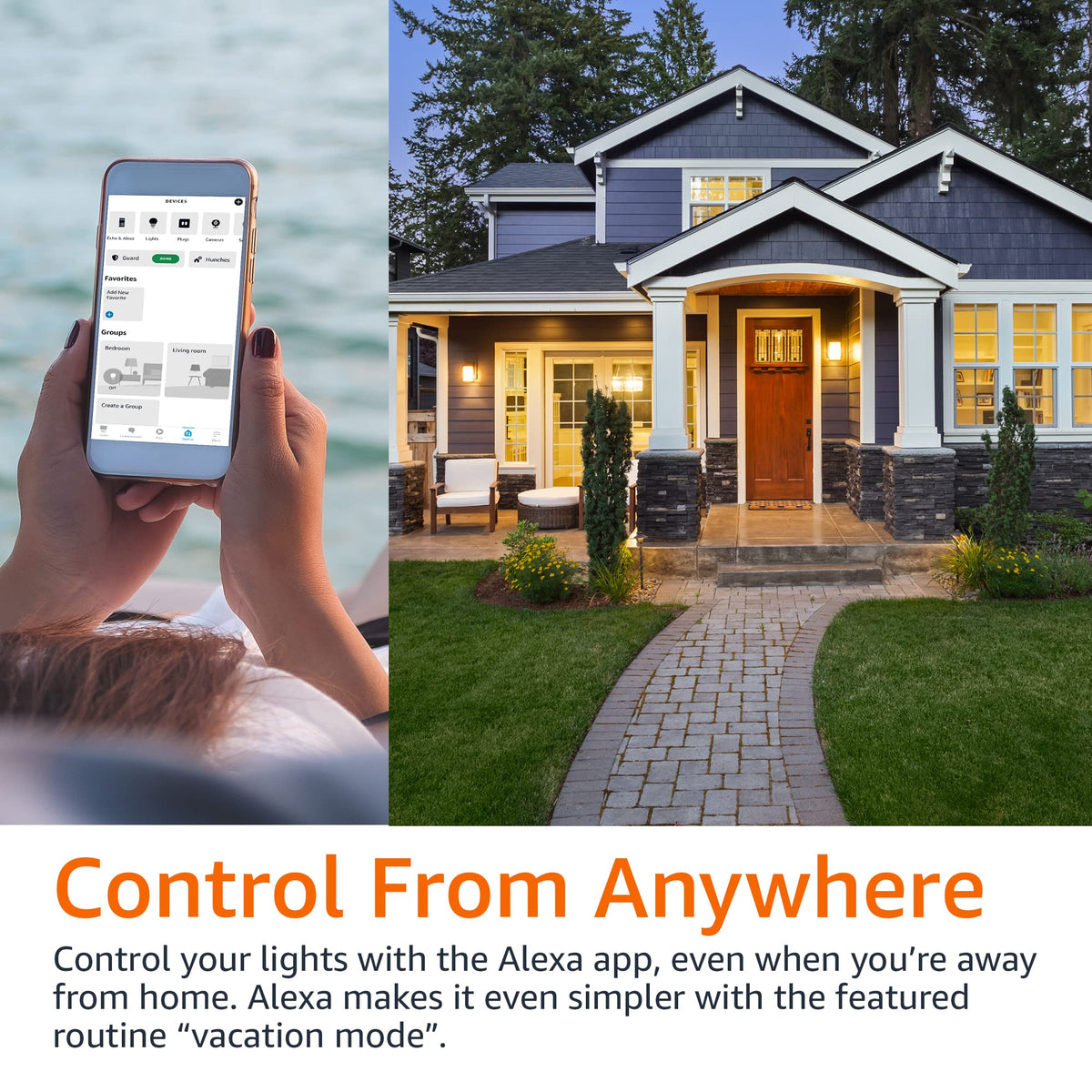 Amazon Basics labeled outlets detail showing individually controlled switches, clear outlet identification