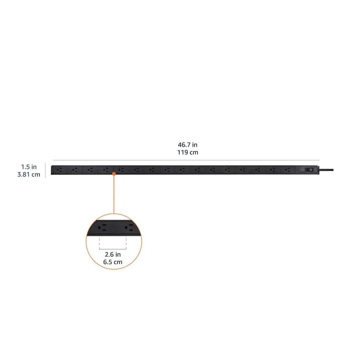 Amazon Basics LED protection indicator and printed label showing status and electrical ratings
