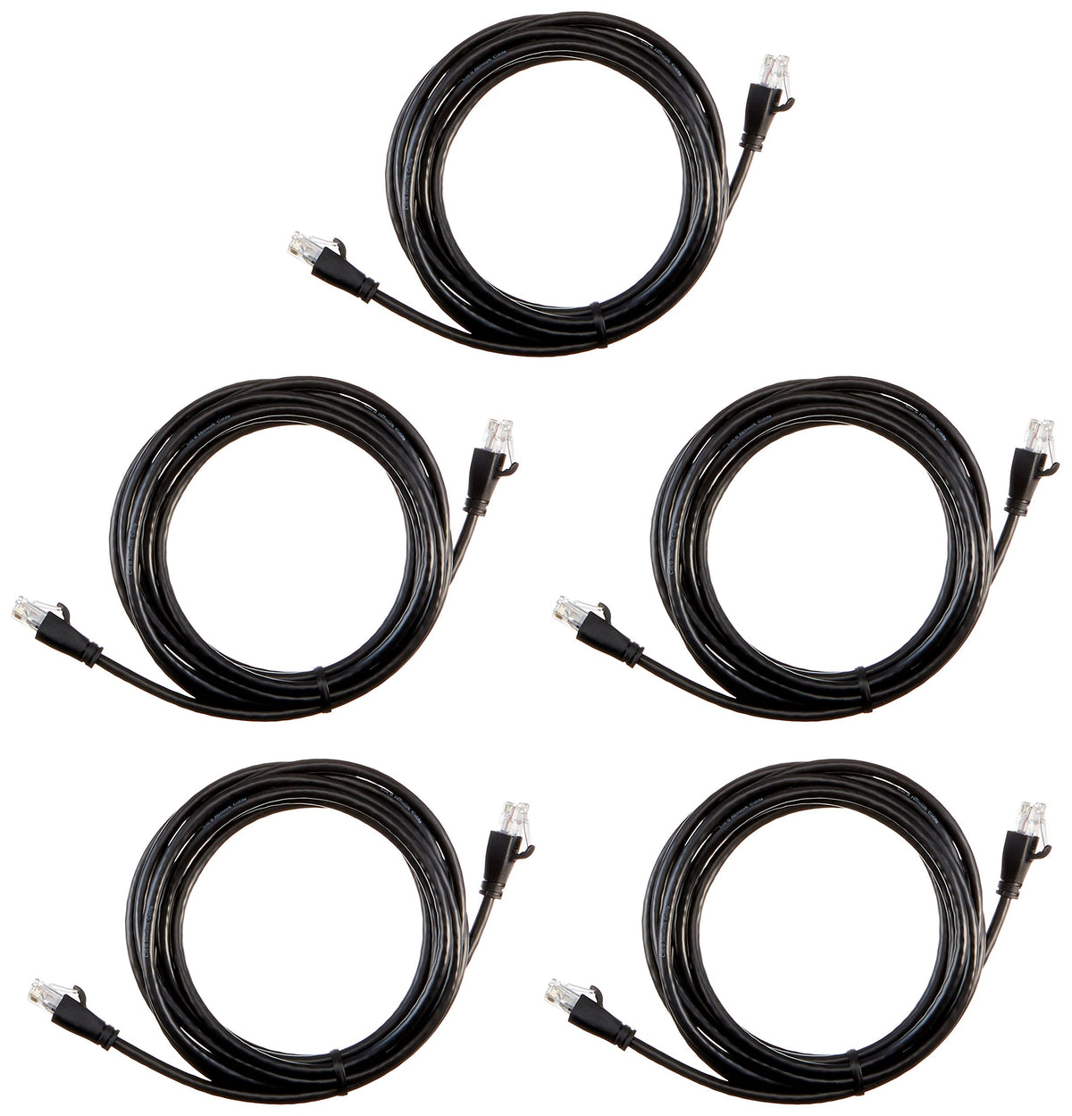 Amazon Basics RJ45 Cat-6 packaging box showing five cables