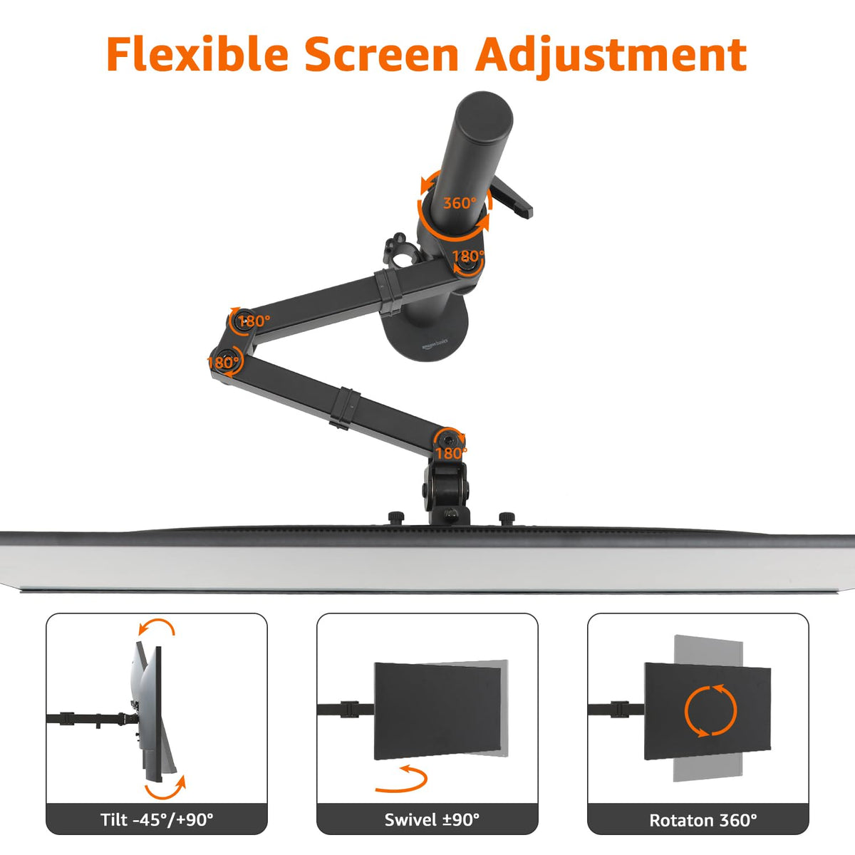 Amazon Basics side profile of extended arm demonstrating adjustable reach