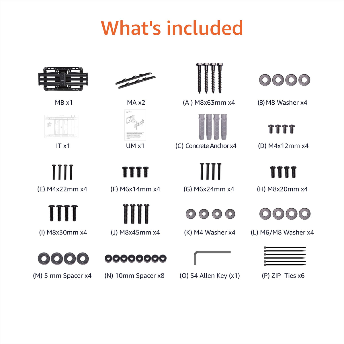 Amazon Basics stud wall mounting for secure 16-inch centers