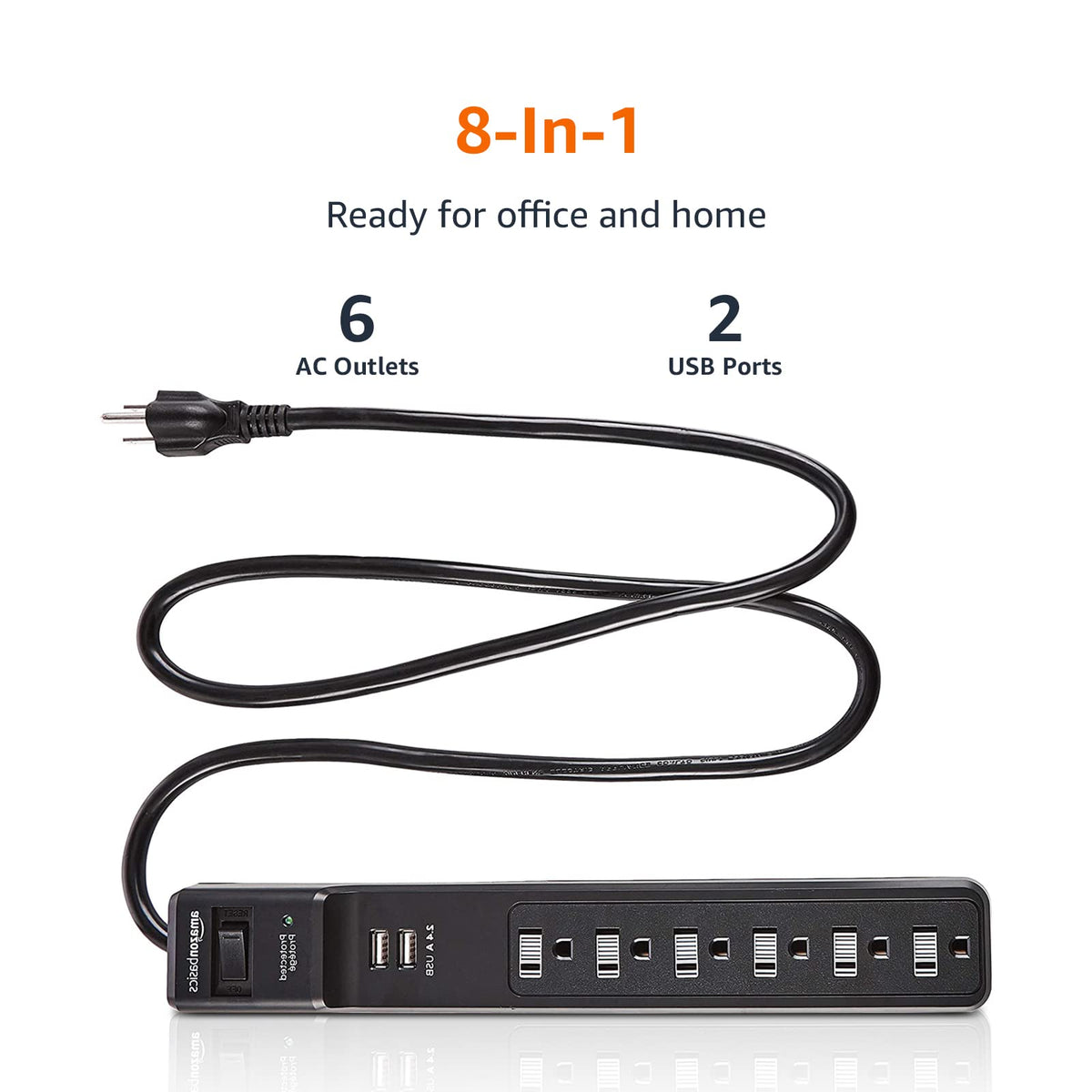 Six-foot cord length offers flexible placement around a workstation.