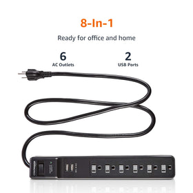Six-foot cord length offers flexible placement around a workstation.
