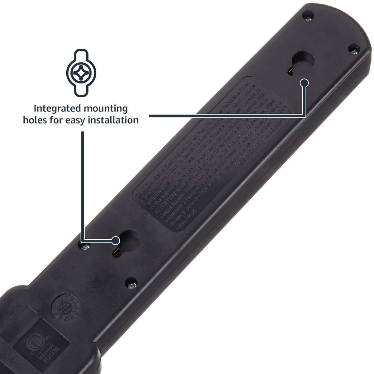 Amazon Basics surge protector red protected LED indicator highlighted for status.