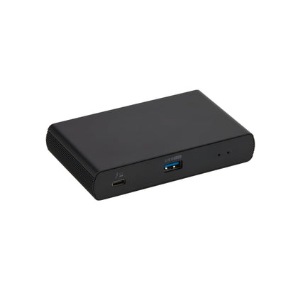 Amazon Basics Thunderbolt 4 Dock front view, compact travel-friendly design.