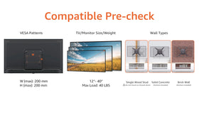 Amazon Basics tilting wall mount showing +9 to -3 degree tilt for comfort