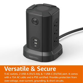 Amazon Basics top view of stacked AC outlets for space saving