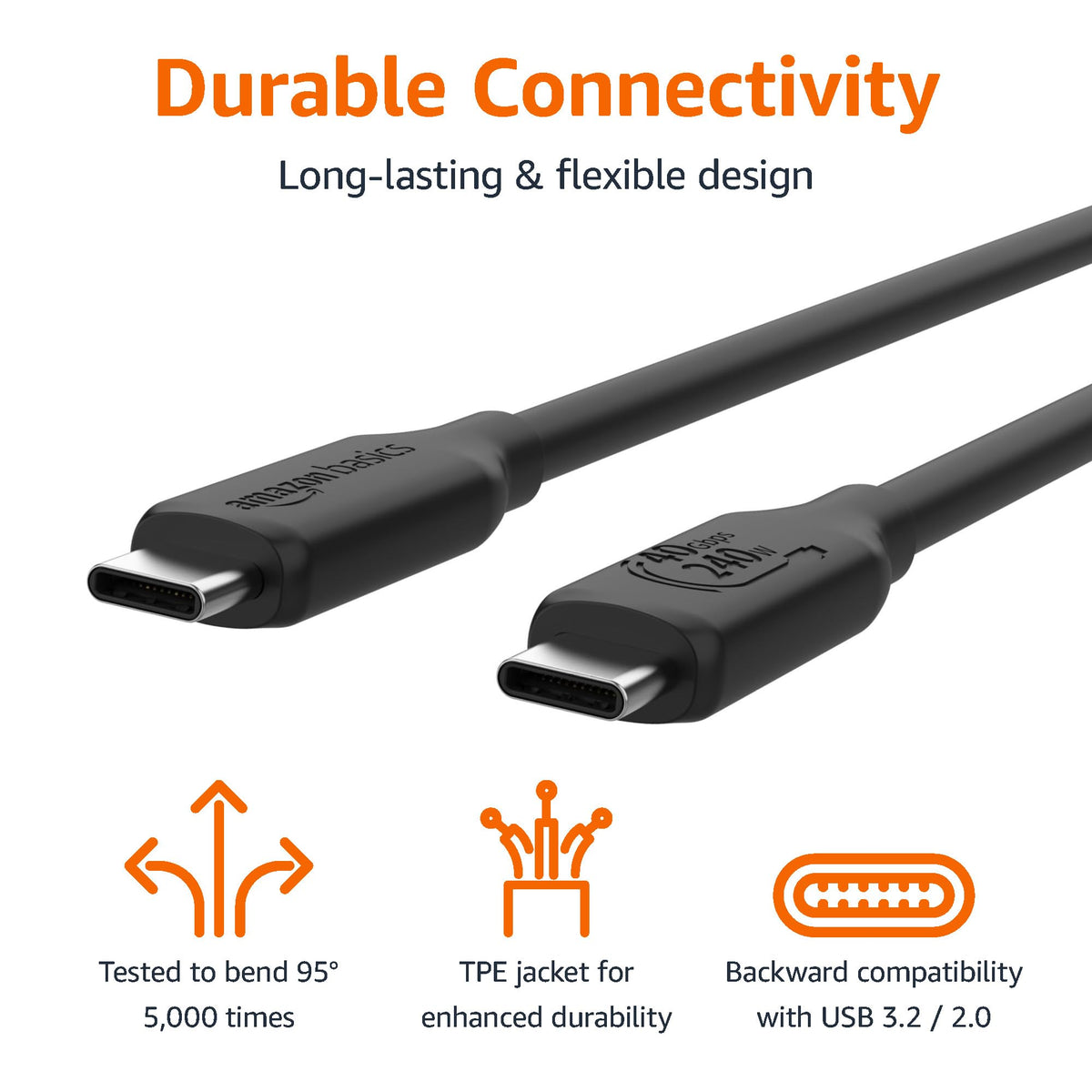 Amazon Basics durable TPE jacket for flexible, long-lasting use