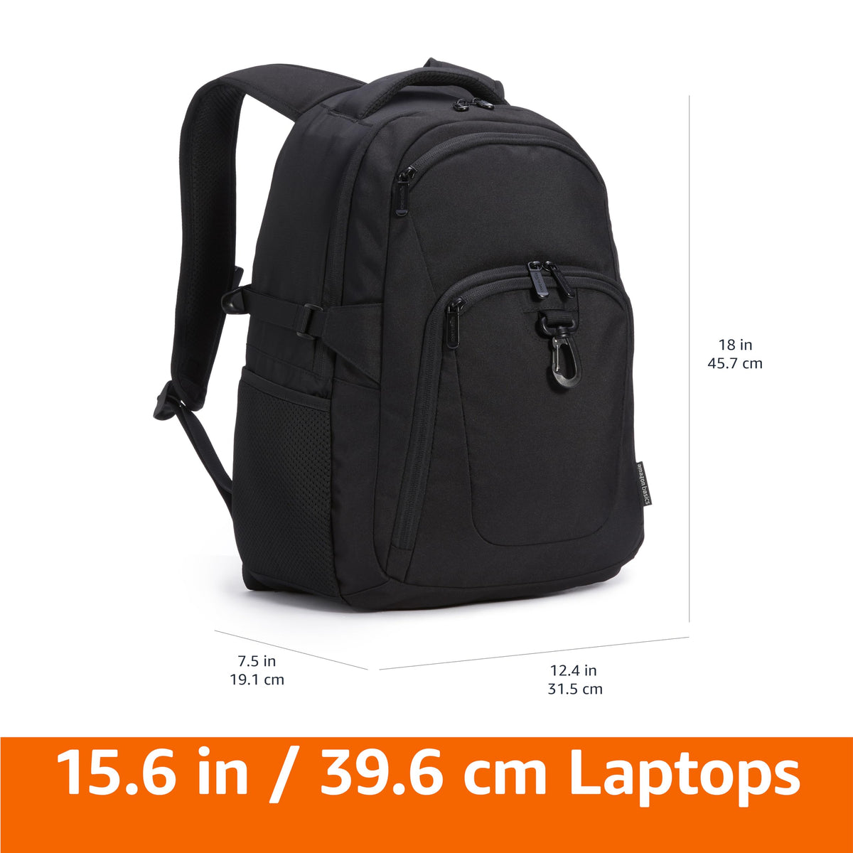 Amazon Basics travel laptop backpack breathable back panel and padded straps for comfort
