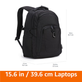 Amazon Basics travel laptop backpack breathable back panel and padded straps for comfort