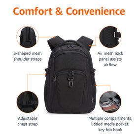 Amazon Basics travel laptop backpack Tech Spot sleeve protects 15.6 inch laptop