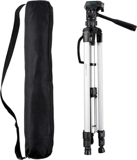 Amazon Basics tripod front view showing compact travel benefit
