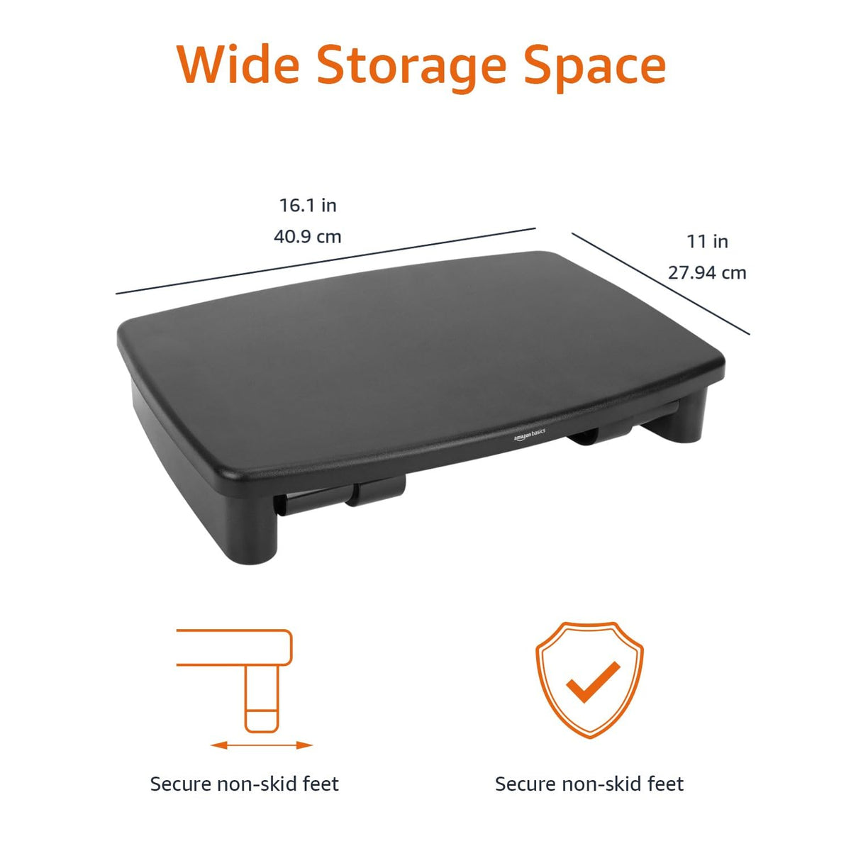 Amazon Basics underside storage space with keyboard stored to maximize desk area