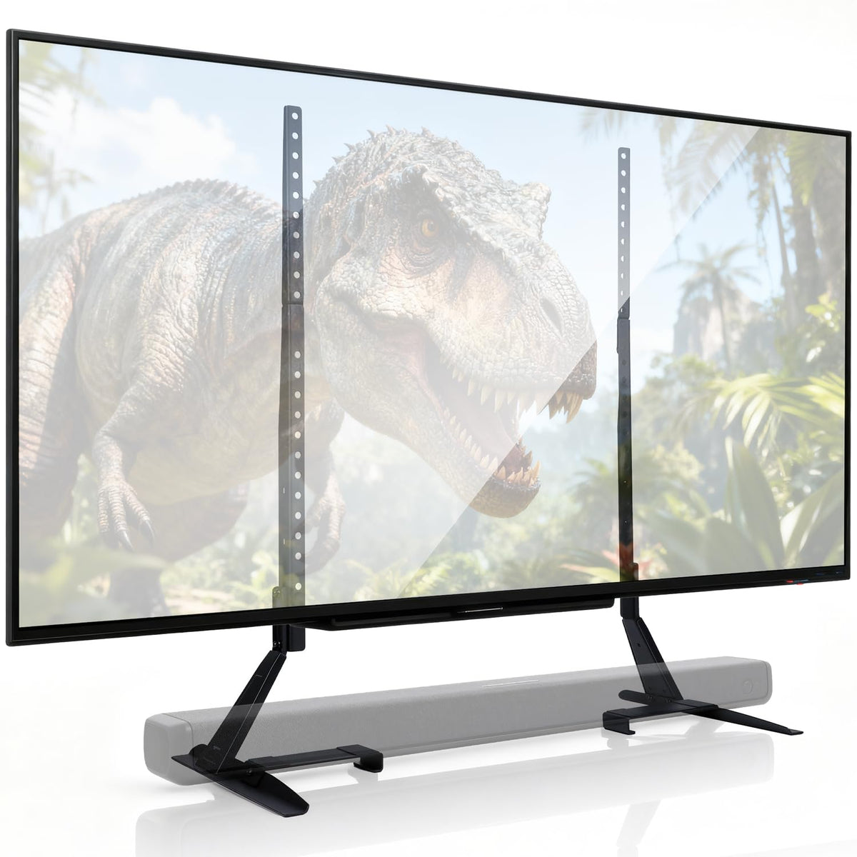 Amazon Basics universal TV stand base provides stable tabletop support for large TVs.