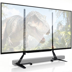 Amazon Basics universal TV stand base provides stable tabletop support for large TVs.