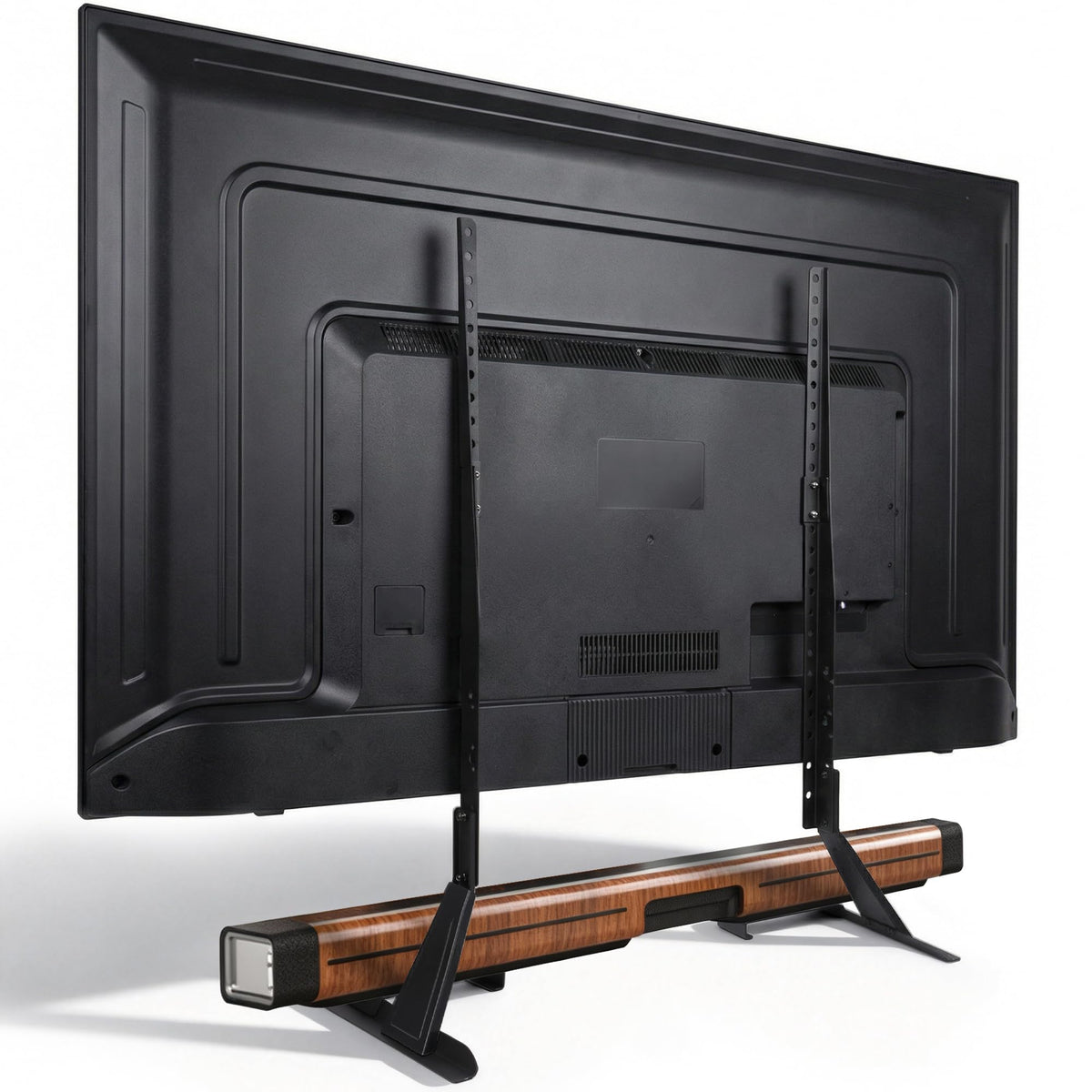 Amazon Basics universal TV stand soft pads protect furniture from scratches.