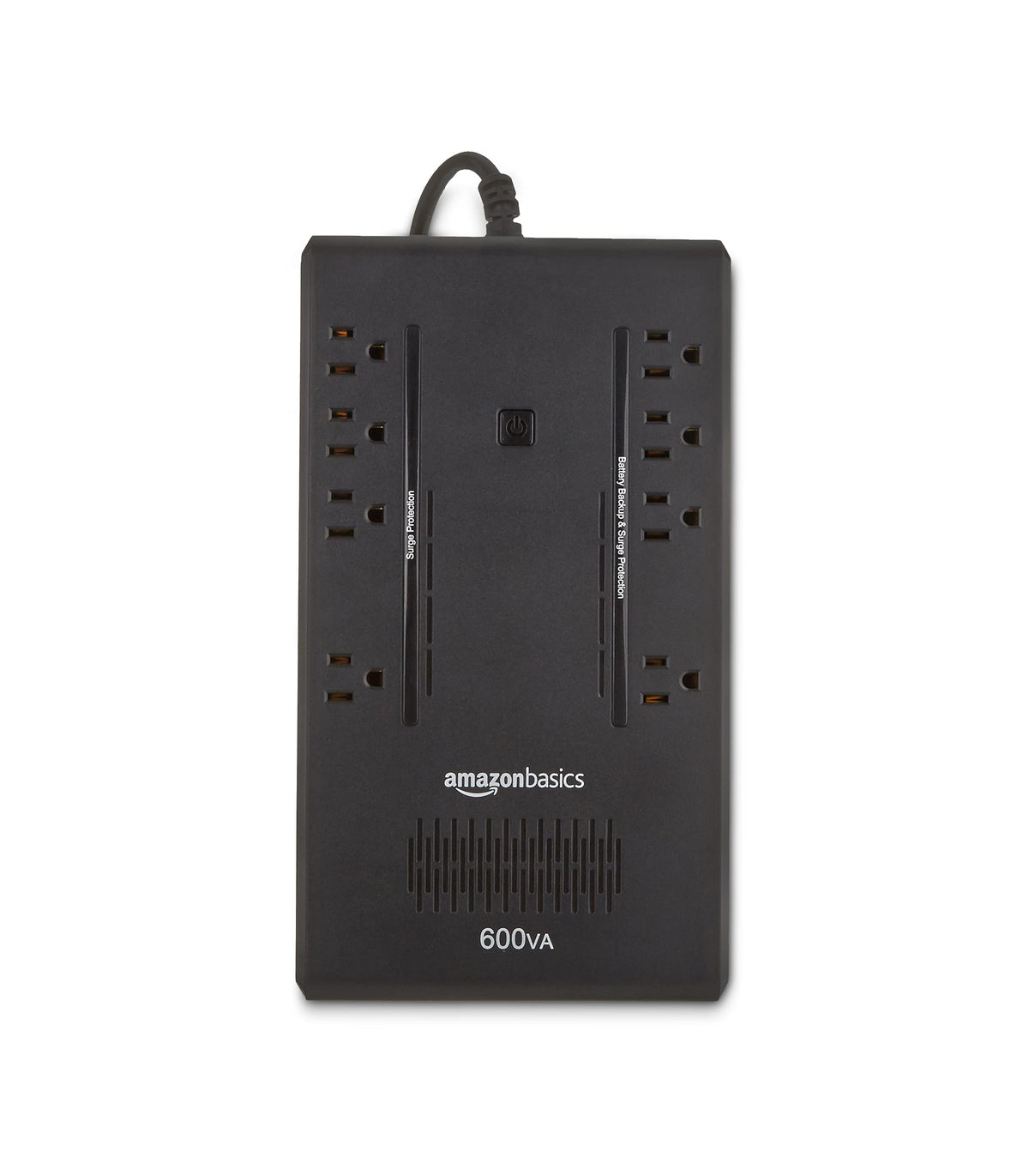 Amazon Basics UPS battery backup keeps entertainment and network gear running briefly.