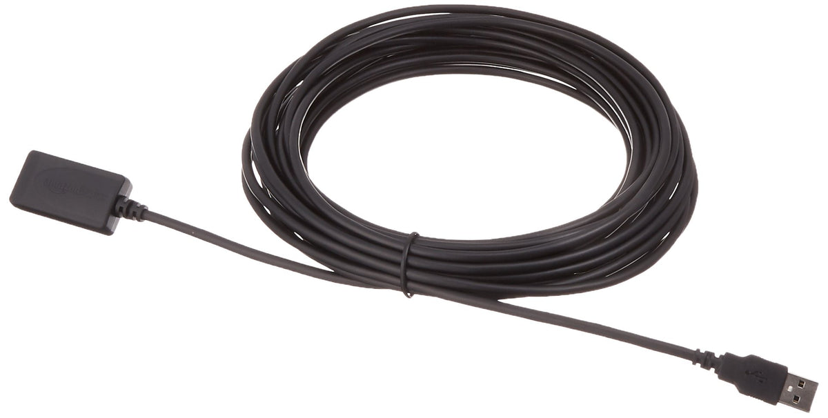 Amazon Basics 32-foot USB extension cable inside packaging.