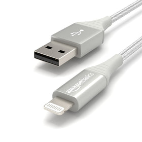 Six-foot nylon braided USB A to Lightning cable at a desk or bed setup